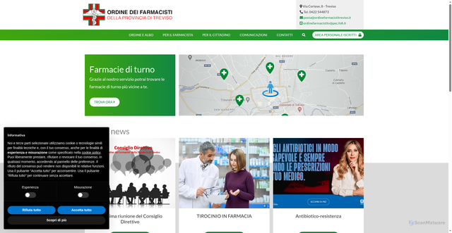 Security scan screenshot of https://ordinefarmacistitreviso.it/