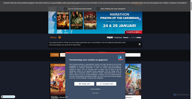 Security scan screenshot of https://kinepolis.nl