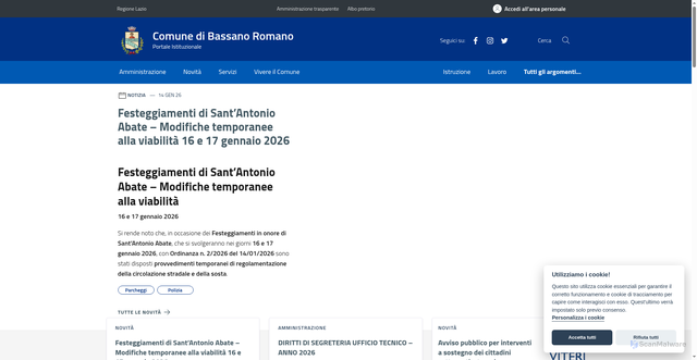 Security scan screenshot of https://www.comune.bassanoromano.vt.it/