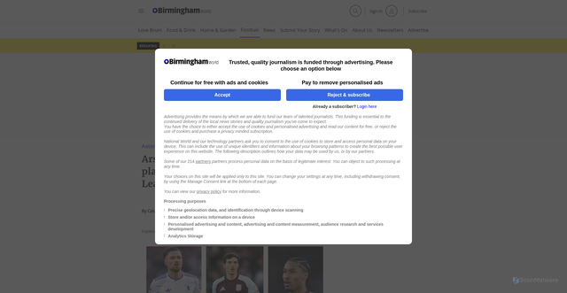 Security scan screenshot of https://www.birminghamworld.uk/sport/football/aston-villa/arsenal-aston-villa-injury-news-nine-players-out-four-doubts-premier-league-title-showdown-5457920