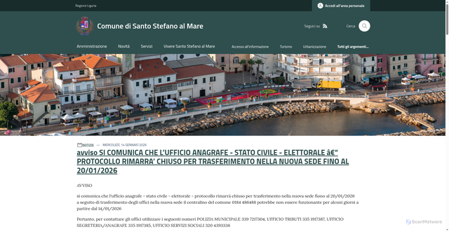 Security scan screenshot of https://www.comune.santostefanoalmare.im.it/