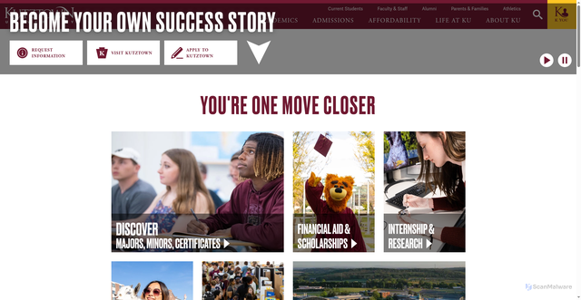 Security scan screenshot of https://www.kutztown.edu/