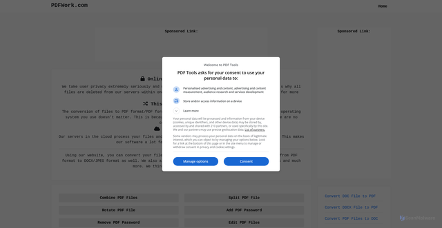 Security scan screenshot of https://pdfwork.com