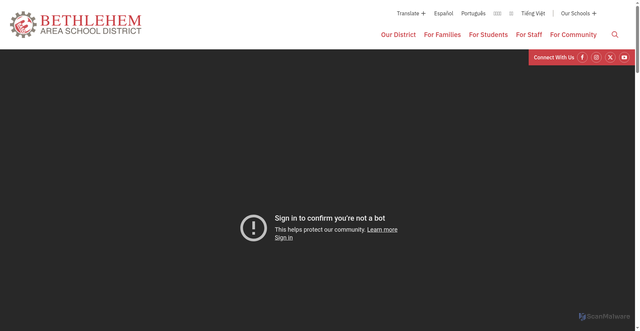 Security scan screenshot of https://www.basdschools.org