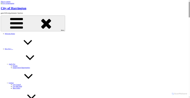Security scan screenshot of https://harringtondelaware.gov/