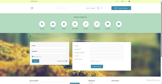 Security scan screenshot of https://marketplace.gomarketit.com/en/user/register