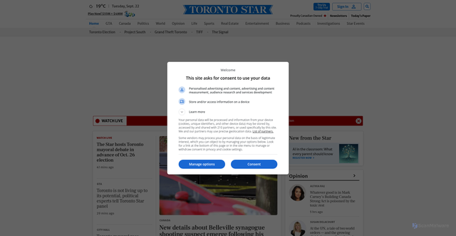 Security scan screenshot of https://thestar.com