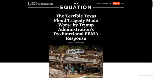Security scan screenshot of https://blog.ucs.org/shana-udvardy/the-terrible-texas-flood-tragedy-made-worse-by-trump-administrations-dysfunctional-fema-response/