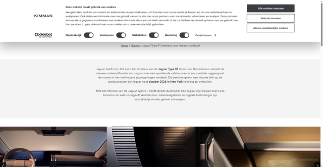 Security scan screenshot of https://kimman.nl/nieuws/jaguar-type-01-interieur-onthuld/