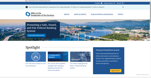 Security scan screenshot of https://www.occ.gov/
