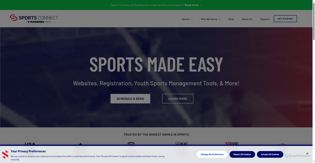 Security scan screenshot of https://sportsconnect.com/