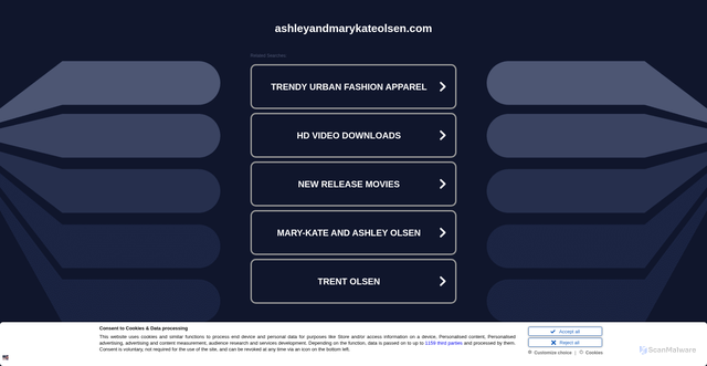 Security scan screenshot of http://www.ashleyandmarykateolsen.com/