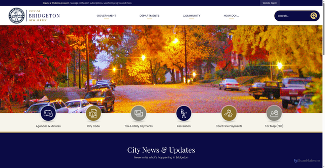 Security scan screenshot of https://cityofbridgetonnj.gov/