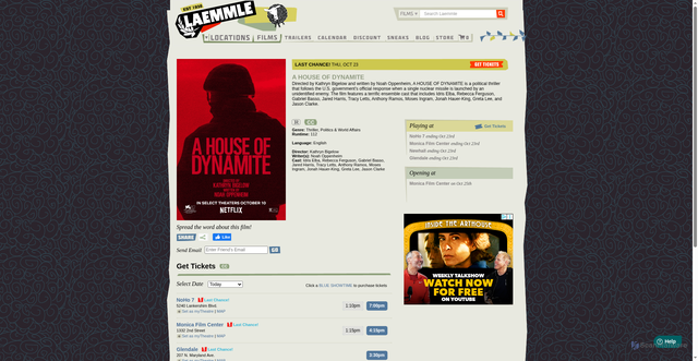 Security scan screenshot of https://www.laemmle.com/film/house-dynamite