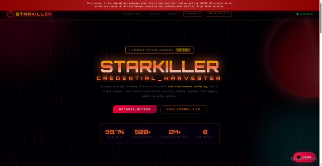 Security scan screenshot of https://starkiller.su/