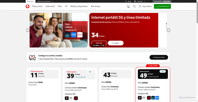 Security scan screenshot of https://www.vodafone.es