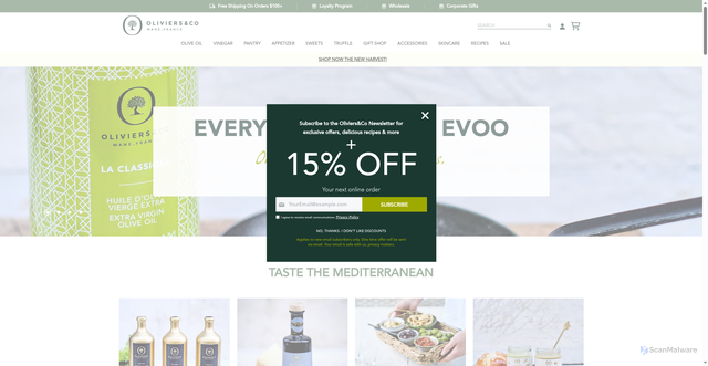 Security scan screenshot of https://oliviersandco.com