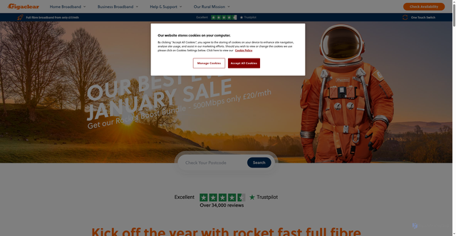 Security scan screenshot of https://gigaclear.com