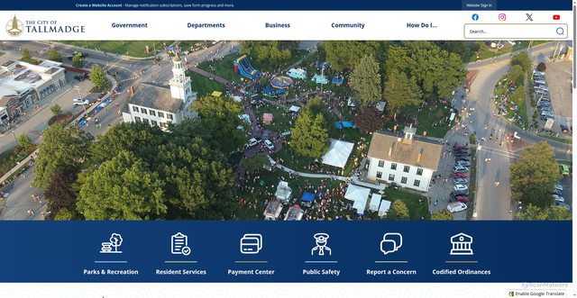Security scan screenshot of https://tallmadgeoh.gov/