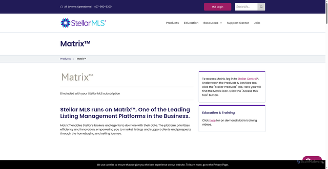 Security scan screenshot of https://www.stellarmls.com/products/matrix