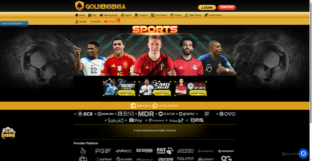Security scan screenshot of https://29goldensensa.com/desktop/game/sports/sbo