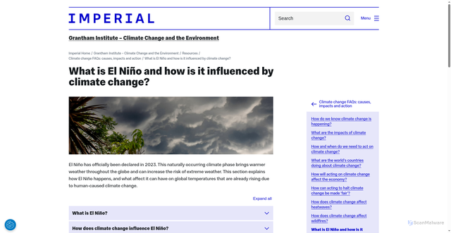 Security scan screenshot of https://www.imperial.ac.uk/grantham/publications/climate-change-faqs/what-is-el-nino/