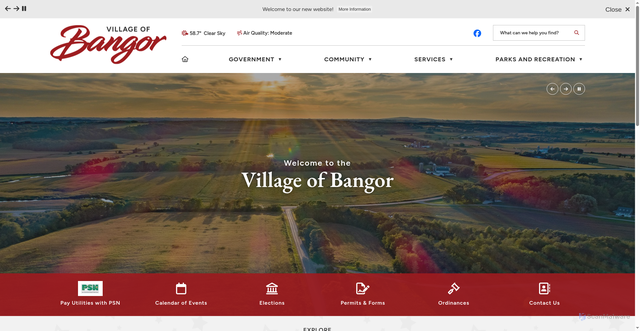 Security scan screenshot of https://villageofbangorwi.gov/