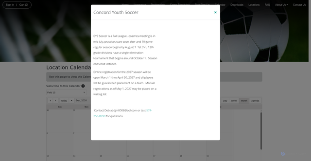 Security scan screenshot of https://concordyouthsoccer.com/location-calendar/2239734