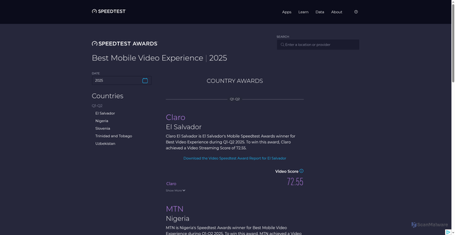 Security scan screenshot of https://240701.pages.dev/awards/best-mobile-video-experience/?