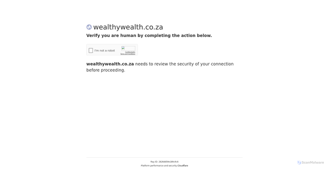 Security scan screenshot of https://wealthywealth.co.za