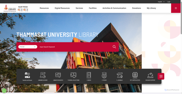 Security scan screenshot of https://library.tu.ac.th