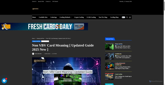 Security scan screenshot of https://craxvaults.com/non-vbv-card-meaning-updated-guide/