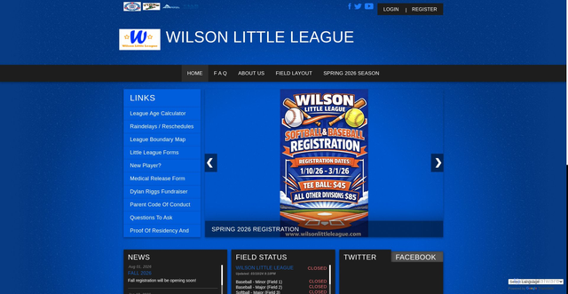 Security scan screenshot of https://www.wilsonlittleleague.com/