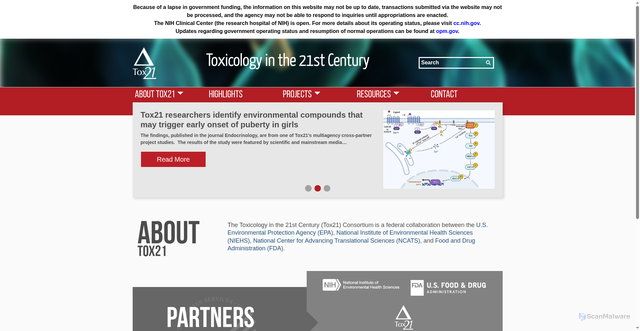 Security scan screenshot of https://tox21.gov/