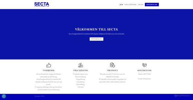 Security scan screenshot of https://secta.se