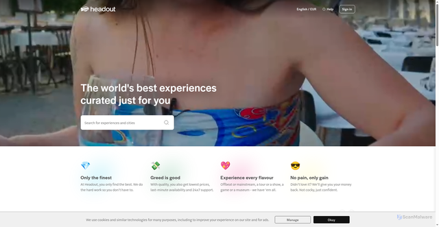 Security scan screenshot of https://www.headout.com/