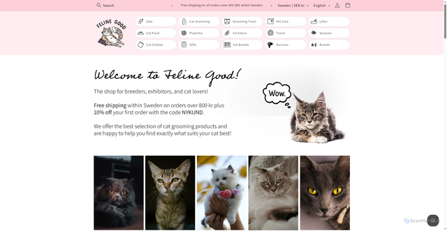 Security scan screenshot of https://felinegood.se