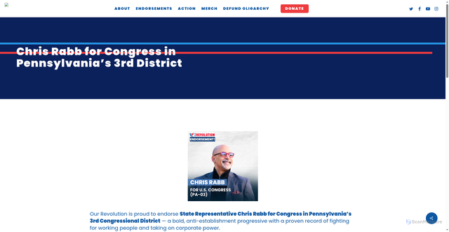 Security scan screenshot of https://ourrevolution.com/chris-rabb-pa-endorsement/