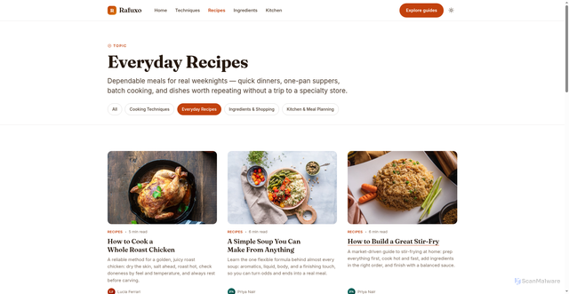 Security scan screenshot of https://rafuxo.pages.dev/category/recipes/