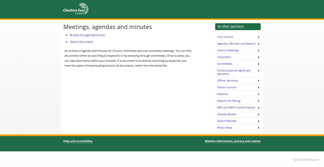 Security scan screenshot of https://moderngov.cheshireeast.gov.uk