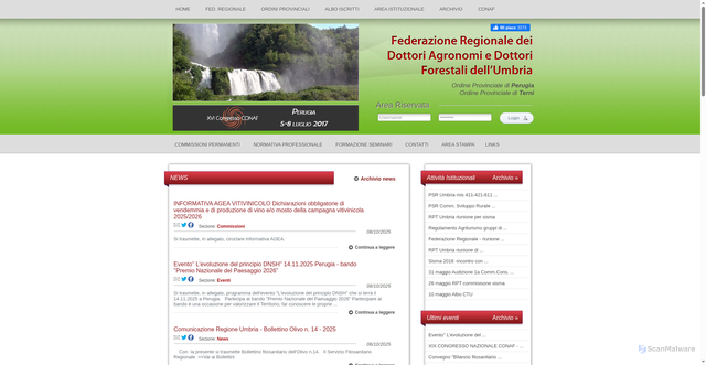 Security scan screenshot of https://www.agronomiforestaliumbria.it/ita/home/