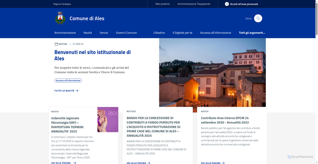 Security scan screenshot of https://www.comune.ales.or.it/