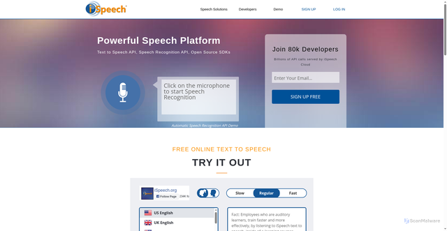 Security scan screenshot of https://www.ispeech.org
