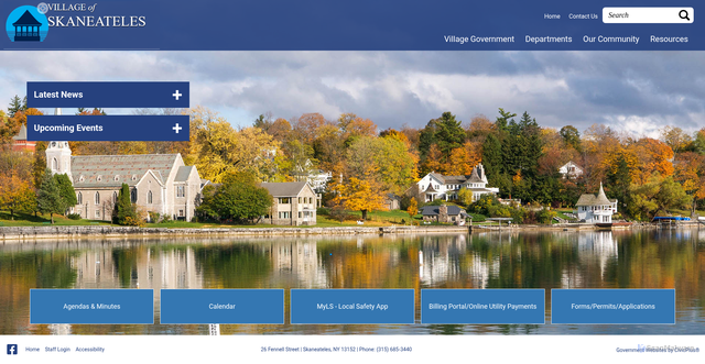 Security scan screenshot of https://www.villageofskaneateles.gov/