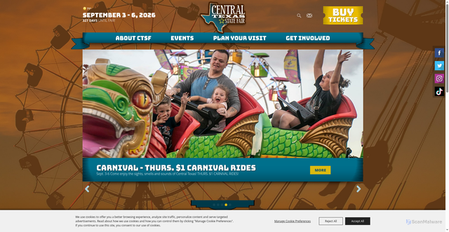 Security scan screenshot of https://www.centraltexasstatefair.com/