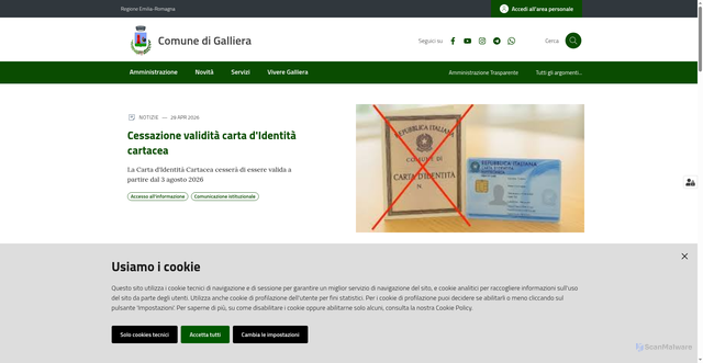 Security scan screenshot of https://www.comune.galliera.bo.it