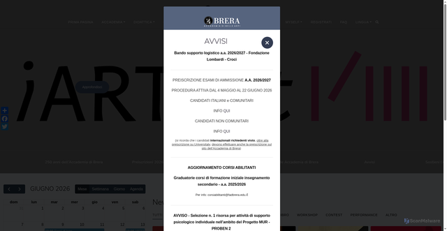 Security scan screenshot of https://www.accademiadibrera.milano.it