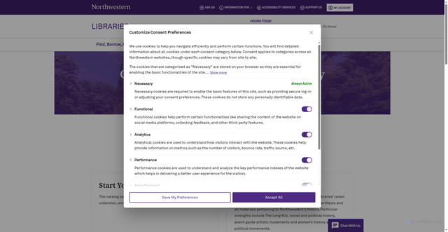 Security scan screenshot of https://exhibits.library.northwestern.edu