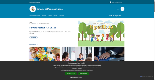 Security scan screenshot of https://www.comune.montanolucino.co.it/it