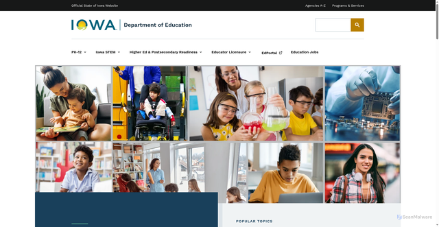 Security scan screenshot of https://educate.iowa.gov/